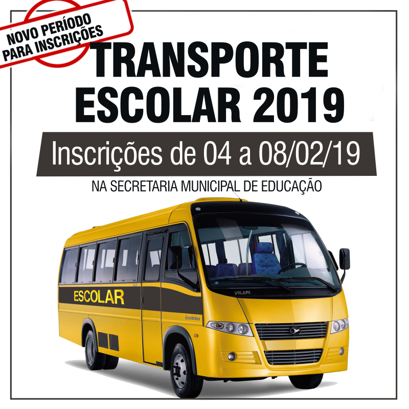 ÚLTIMO PRAZO PARA INSCRIÇÃO DO TRANSPORTE ESCOLAR